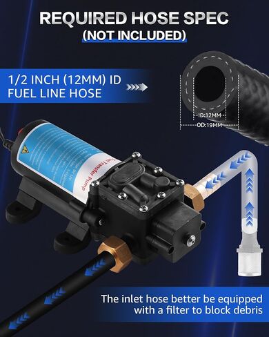 Gasoline Transfer Pump 12V, Electric Fuel Pump for Gas, Diesel, Kerosene, 3.4 GPM High Flow Gas Safe Transfer Pumps for 10 Gal Can, Fast Fuel Drain & Transfer for Trucks, Tractors, Mower, Boats in Saudi Arabia