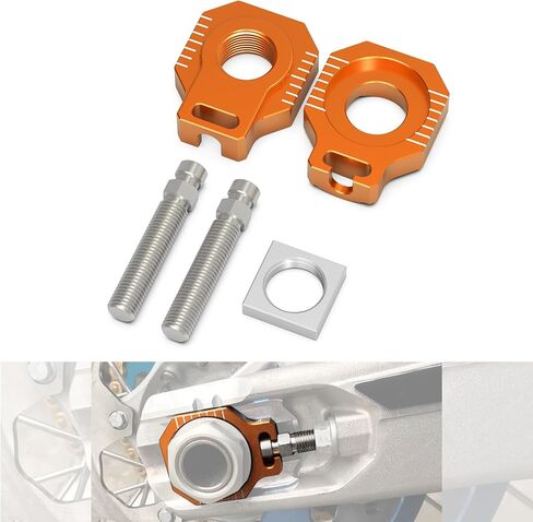 NICECNC Motorcycle Rear Axle Blocks Chain Adjuster Aluminum Compatible with KTM 85 SX 2003-2014 125-530 SX/SX-F/XC/XC-F 2000-2012 125-530 EXC/EXC-F/XC-W/XCF-W 2000-2023,See Fitment in Saudi Arabia