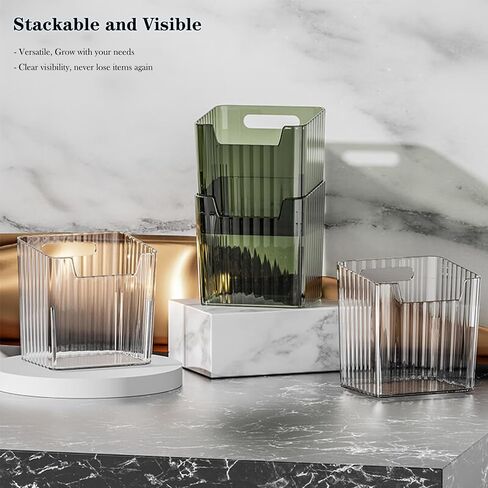 Set of 2 Storage Organizer Bins Wall Mounted Floating Shelves Fridge Organizer Stackable Clear Plastic Storage Bins for Wall, Refrigerator, Kitchen, Bathroom, Countertops, Pantry, BPA Free (Clear) in Saudi Arabia