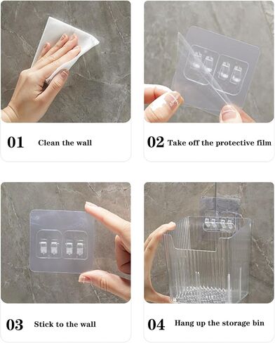 Set of 2 Storage Organizer Bins Wall Mounted Floating Shelves Fridge Organizer Stackable Clear Plastic Storage Bins for Wall, Refrigerator, Kitchen, Bathroom, Countertops, Pantry, BPA Free (Clear) in Saudi Arabia