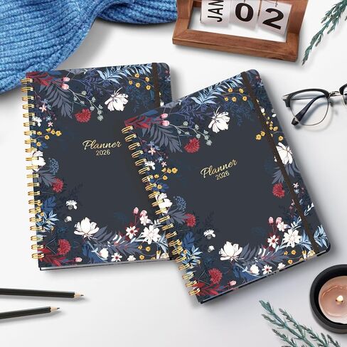 مخطط 2026، مخططات أسبوعية وشهرية مقاس A5 مع علامات تبويب، تقويم يومي حلزوني 2026 مخطط، منظمو جدول الأعمال من يناير إلى ديسمبر، مجلة تعقب العادات ذات الغلاف الصلب 6.18 بوصة × 8.5 بوصة (ذهبي أسود) in Kuwait