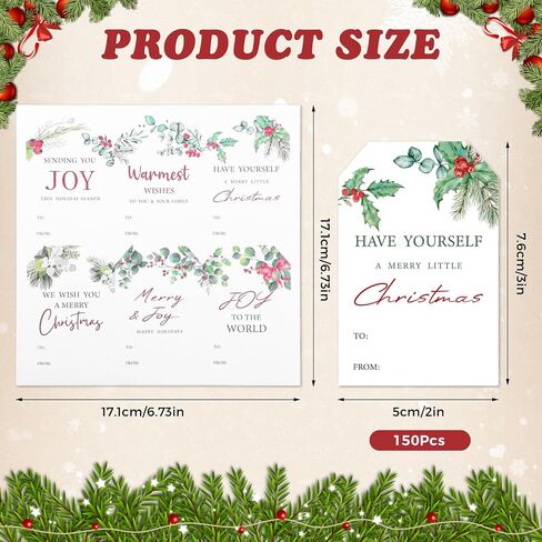 150Pcs Christmas Gift Tags Stickers, 2"x3" Christmas Name Tags to from Labels Stickers for Gifting Wrapping（Botanical Style） in Saudi Arabia