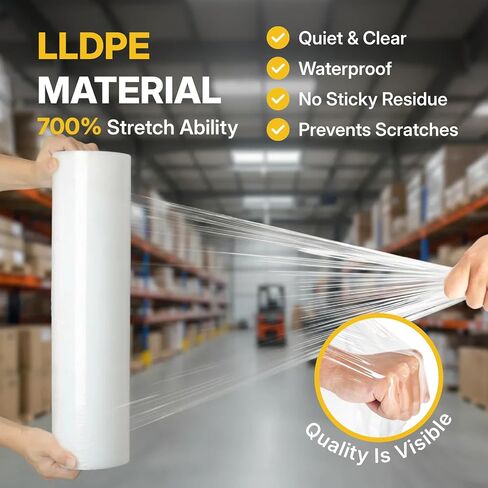 NorthSky Plastic Wrap Stretch Film - Industrial Strength up to 700% Stretch 20 Microns Clear Durable Adhering Packing Moving Heavy Duty Shrink Film Box of 4 (70 Gauge, 18'' x 1500’) in Saudi Arabia