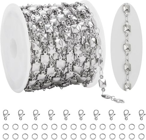 KYUNHOO 4M/13FT Silver Chains for Jewelry Making Solid Square Chain Link on Roll Stainless Steel Jewelry Supplies for Men Women DIY Necklace Bracelet Crafts in Saudi Arabia