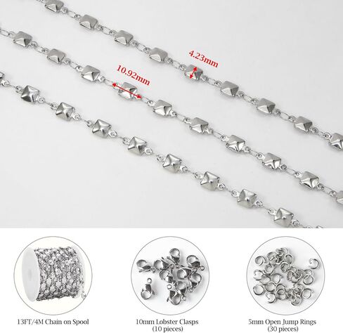 KYUNHOO 4M/13FT Silver Chains for Jewelry Making Solid Square Chain Link on Roll Stainless Steel Jewelry Supplies for Men Women DIY Necklace Bracelet Crafts in Saudi Arabia