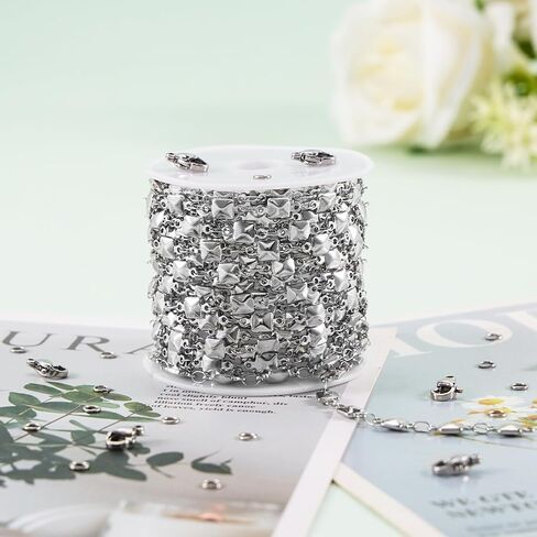 KYUNHOO 4M/13FT Silver Chains for Jewelry Making Solid Square Chain Link on Roll Stainless Steel Jewelry Supplies for Men Women DIY Necklace Bracelet Crafts in Saudi Arabia