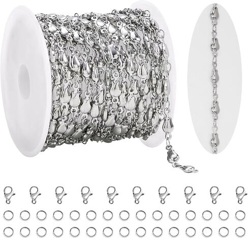 KYUNHOO 4M/13FT Silver Chains for Jewelry Making Solid Square Chain Link on Roll Stainless Steel Jewelry Supplies for Men Women DIY Necklace Bracelet Crafts in Saudi Arabia