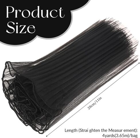 Black Flower Wrapping Mesh Paper 4 Yards Bouquet Ruffle Yarn Korean Style Wrinkle Wrapping Paper White Floral Papers Flower Bouquet Florist Supplies for Valentines Wedding DIY Crafts in Saudi Arabia