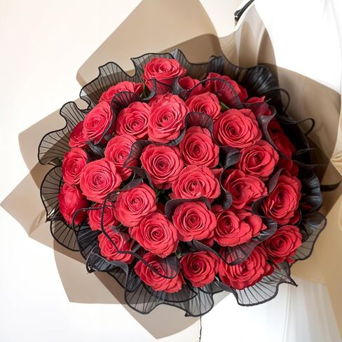 Black Flower Wrapping Mesh Paper 4 Yards Bouquet Ruffle Yarn Korean Style Wrinkle Wrapping Paper White Floral Papers Flower Bouquet Florist Supplies for Valentines Wedding DIY Crafts in Saudi Arabia