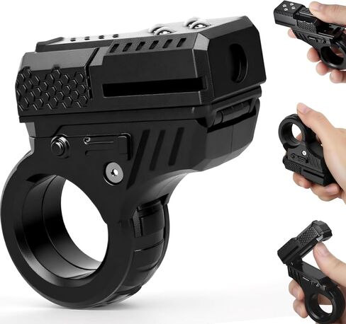 3D Fidget Slider Gun Toy for Kids Adults, Fidget Ring Pistol, Plastic 5 in 1 EDC Fidget Spinner Desk Toy for Stress Relief, Finger Hand Roller Gifts for Office Classroom Boys Men in Saudi Arabia