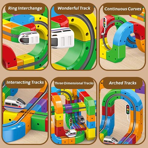 Magnetic Suction Rail Electric Train Set 3D Magic Flexible Race Track, 123 Pcs Race Car Track Block with Anti-Gravity, Educational Toy Boys Girls Birthday (123 PCS) in Saudi Arabia