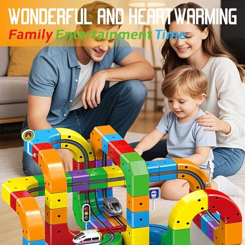 Magnetic Suction Rail Electric Train Set 3D Magic Flexible Race Track, 123 Pcs Race Car Track Block with Anti-Gravity, Educational Toy Boys Girls Birthday (123 PCS) in Saudi Arabia