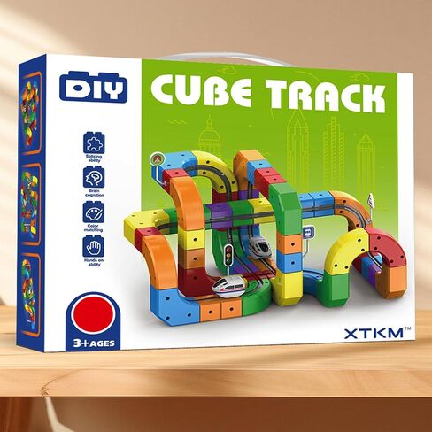 Magnetic Suction Rail Electric Train Set 3D Magic Flexible Race Track, 123 Pcs Race Car Track Block with Anti-Gravity, Educational Toy Boys Girls Birthday (123 PCS) in Saudi Arabia