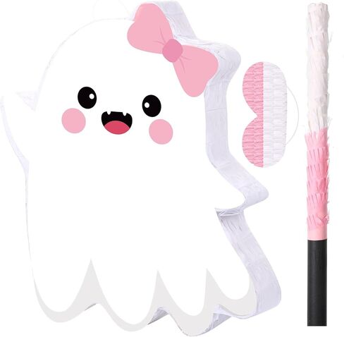 aoriher Halloween Ghost Pinata Ghost Pinata مع عصا الغمامة والقصاصات مجموعة White Ghost Pinata Halloween المكسيكي Pinatas لعيد الهالوين حفلة عيد ميلاد لوازم الديكور in Kuwait