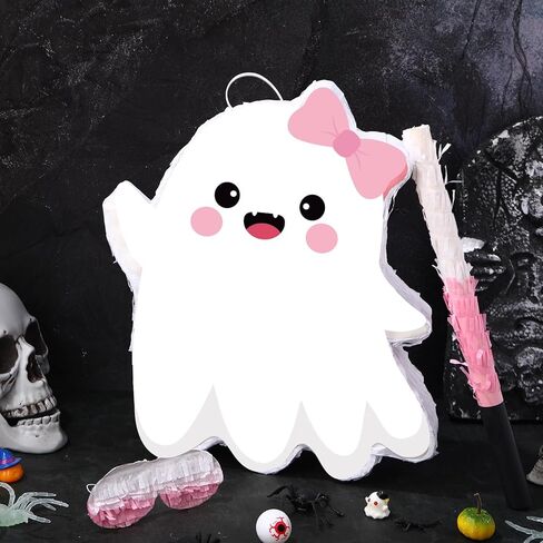aoriher Halloween Ghost Pinata Ghost Pinata مع عصا الغمامة والقصاصات مجموعة White Ghost Pinata Halloween المكسيكي Pinatas لعيد الهالوين حفلة عيد ميلاد لوازم الديكور in Kuwait