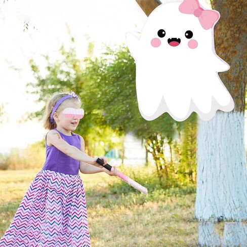 aoriher Halloween Ghost Pinata Ghost Pinata مع عصا الغمامة والقصاصات مجموعة White Ghost Pinata Halloween المكسيكي Pinatas لعيد الهالوين حفلة عيد ميلاد لوازم الديكور in Kuwait