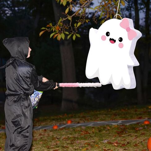 aoriher Halloween Ghost Pinata Ghost Pinata مع عصا الغمامة والقصاصات مجموعة White Ghost Pinata Halloween المكسيكي Pinatas لعيد الهالوين حفلة عيد ميلاد لوازم الديكور in Kuwait