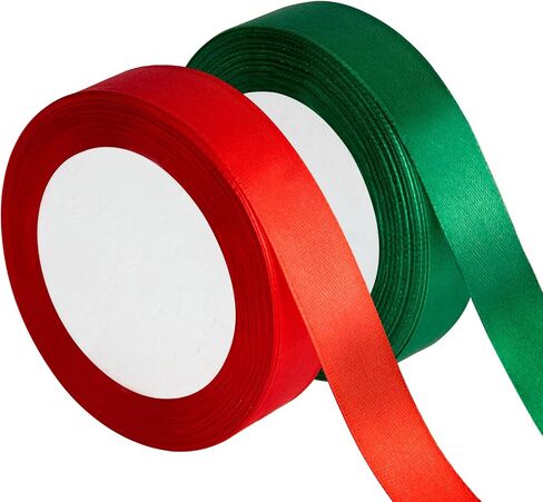 4 Rolls 100 Yards Christmas Ribbon 3/8 Inch Metallic Glitter Fabric Holiday Festival Satin Ribbons Wide for Gift Wrapping Decoration (Red,Green,Gold,Silver) in Kuwait