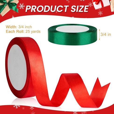 4 Rolls 100 Yards Christmas Ribbon 3/8 Inch Metallic Glitter Fabric Holiday Festival Satin Ribbons Wide for Gift Wrapping Decoration (Red,Green,Gold,Silver) in Kuwait