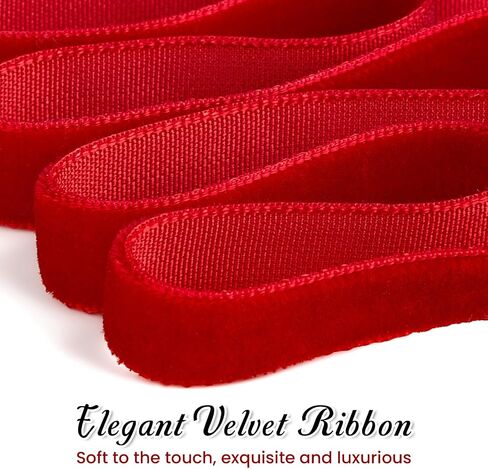 40 Yards Red Velvet Ribbon 3/8 Inch for Gift Wrapping, Christmas Tree Bows Door Garland Decor Vintage Wreath Bow Making in Saudi Arabia