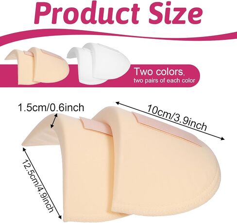 4 Pairs Shoulder Pads for Womens Clothing 15mm Thick Foam Shoulder Pad Breathable Sponge Pads for Sloping High Low Shoulders Suit, White & Skin Color in Saudi Arabia
