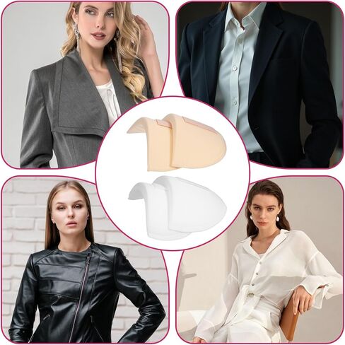 4 Pairs Shoulder Pads for Womens Clothing 15mm Thick Foam Shoulder Pad Breathable Sponge Pads for Sloping High Low Shoulders Suit, White & Skin Color in Saudi Arabia