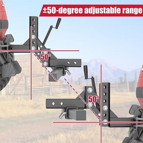 Manual Implement Lift Adjustable Height Lift, 50" 1-Point and 2-Inch Receiver for ATV/UTV Tractors and Plow Scarifier, Black in Kuwait