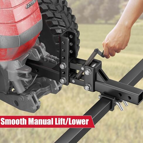 Manual Implement Lift Adjustable Height Lift, 50" 1-Point and 2-Inch Receiver for ATV/UTV Tractors and Plow Scarifier, Black in Kuwait