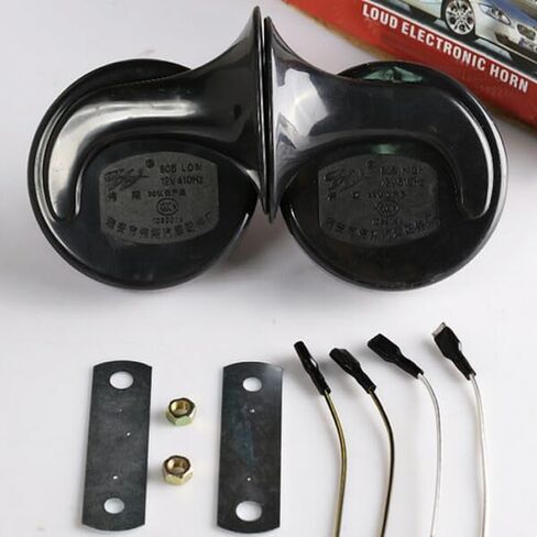 Black Loud Dual-tone Snail Universal Electric Horn 12V 110 dB Car Truck Auto Set in Saudi Arabia