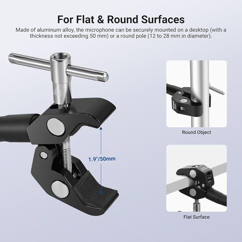 NEEWER BASICS Mic Stand Phone Holder with Flexible Arm, 360° Ball Head Boom Arm Microphone Floor Music Stand Cell Phone Mount Compatible with iPhone Android Samsung Video Recording, MS009 in Kuwait