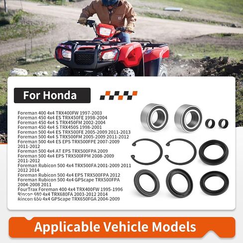 For Honda Foreman Rubicon 400 450 500 680 650 TRX450 TRX500 TRX680 Compatible Front Wheel Bearings Seals w/Circlip kit 1995-2014 in Saudi Arabia