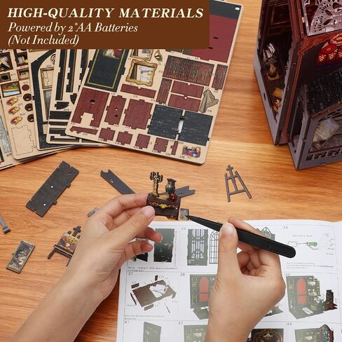 Booknooks kit for Adults - Art Studio Book Nook Kit | Miniature Artist Atelier 3D Puzzle | Vintage Oil Painting Bookshelf Decor with LED | Unique Creative Gifts for Art Lovers (Gray) in Saudi Arabia
