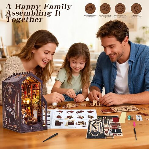 Booknooks kit for Adults - Art Studio Book Nook Kit | Miniature Artist Atelier 3D Puzzle | Vintage Oil Painting Bookshelf Decor with LED | Unique Creative Gifts for Art Lovers (Gray) in Saudi Arabia