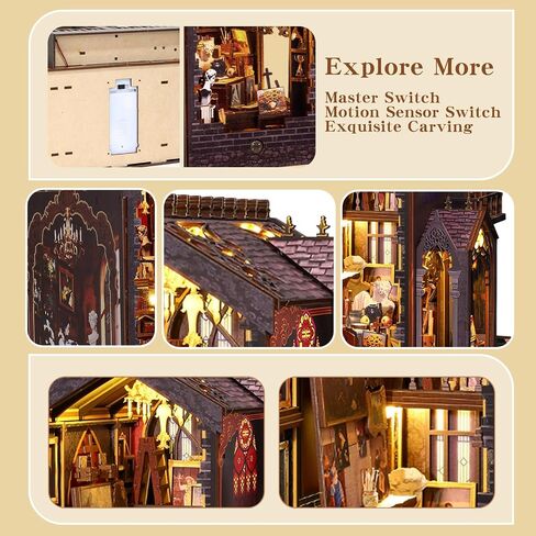 Booknooks kit for Adults - Art Studio Book Nook Kit | Miniature Artist Atelier 3D Puzzle | Vintage Oil Painting Bookshelf Decor with LED | Unique Creative Gifts for Art Lovers (Gray) in Saudi Arabia