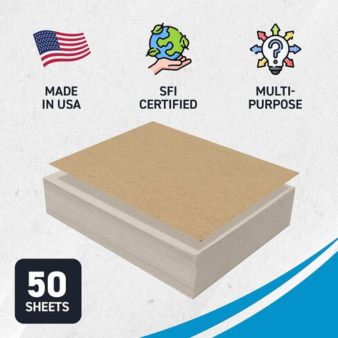 100 Chipboard Sheets 8 x 10 inch - 22pt (Point) Light Weight Brown Kraft Cardboard for Scrapbooking & Picture Frame Backing (.022 Caliper Thick) Paper Board | MagicWater Supply in Saudi Arabia