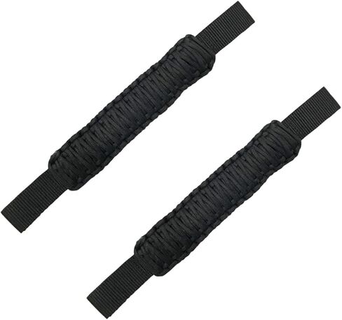 قطعتان من مقابض مسند رأس السيارة، مقابض مقبض باراكورد شديدة التحمل، ملحقات المقبض الداخلي للمركبة المنسوجة يدويًا من النايلون للسيارات وسيارات الدفع الرباعي والشاحنات الصغيرة (أسود) in Kuwait