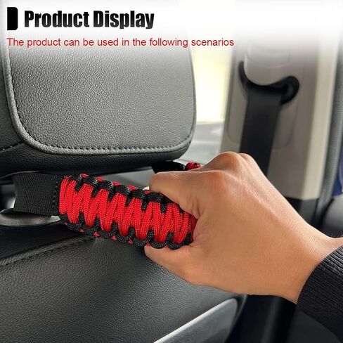 2PCS Car Headrest Grab Handles, Heavy-Duty Roll Bar Paracord Grip Handles, Nylon Hand-Woven Vehicle Inner Handle Accessories for Cars SUVs Trucks Pickups (Black) in Saudi Arabia