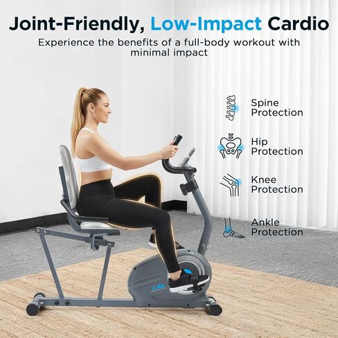 JLL Smart Cross Trainer Recumbent Exercise Bike with Arm Exercisers, 8-Level Magnetic Resistance Stationary Machine, LCD, Bluetooth Fit App, Home Workout Cardio Equipment, Seniors & Adults in Saudi Arabia