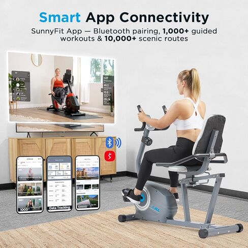 JLL Smart Cross Trainer Recumbent Exercise Bike with Arm Exercisers, 8-Level Magnetic Resistance Stationary Machine, LCD, Bluetooth Fit App, Home Workout Cardio Equipment, Seniors & Adults in Saudi Arabia