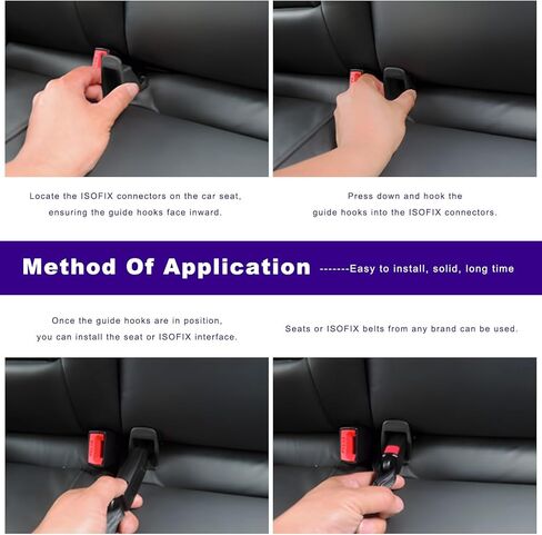 4 قطع دليل مزلاج حزام واجهة ISOFIX، دليل محدد لحزام مقعد السيارة للأطفال، مشبك تثبيت عالمي لواجهة ISOFIX لكرسي سلامة الطفل in Kuwait