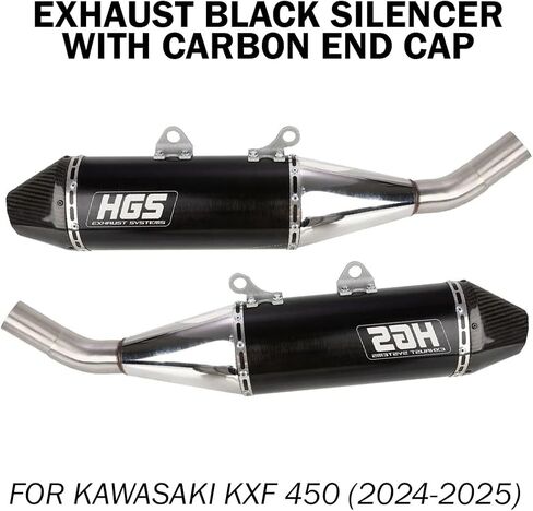 HGS Motorcycle Slip-On Muffler with Carbon End Cap, Fits with Bike KXF 450 (2024-2025), Durable Performance Upgrade for Motocross & Off-Road Racing (KXF 450) in Saudi Arabia