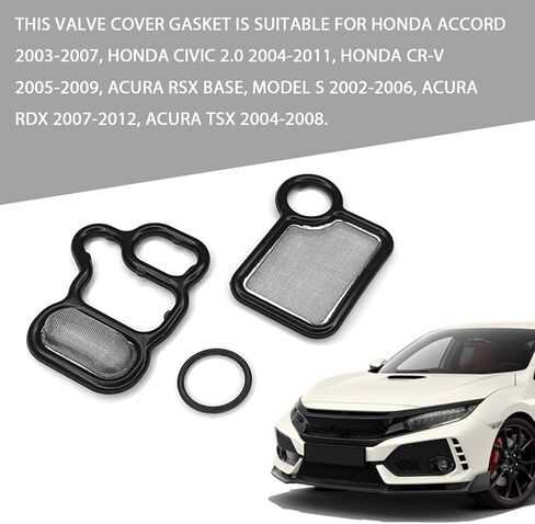 مجموعة غطاء صمام حشية الملف اللولبي VVT VTEC مع شاشة فلتر صمام التخزين المؤقت لسيارة Honda Civic Accord CR-V Element Fit Crosstour، Acura RSX TSX RDX، يستبدل 15845-RAA-A01 91319-PAA-A01 in Saudi Arabia