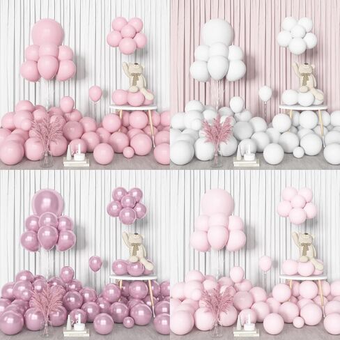 Amandir 144Pcs Pink Balloons Garland Arch Kit Light Pink Gold White Balloons Confetti Latex Metallic Balloons for Girl Birthday Baby Shower Wedding Party Decorations Supplies in Kuwait