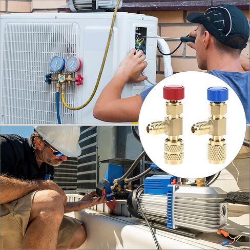 QWORK R12 R410 Refrigerant Charging Valve Set, Brass Adapters for R12 R22 and R410 Air Conditioner Manifolds in Saudi Arabia