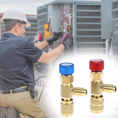 QWORK R12 R410 Refrigerant Charging Valve Set, Brass Adapters for R12 R22 and R410 Air Conditioner Manifolds in Saudi Arabia