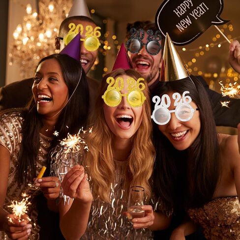 كونوهان 6 ازواج من نظارات ليلة رأس السنة الجديدة 2023، نظارات مرحة لامعة برقم نظارات واقية للصور للاطفال والكبار لوازم الاحتفال بالتخرج تقريبًا 14 سم/ 5.51 انش in Kuwait