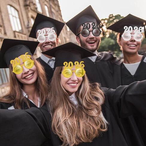 كونوهان 6 ازواج من نظارات ليلة رأس السنة الجديدة 2023، نظارات مرحة لامعة برقم نظارات واقية للصور للاطفال والكبار لوازم الاحتفال بالتخرج تقريبًا 14 سم/ 5.51 انش in Kuwait