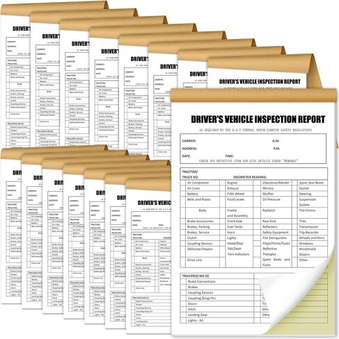 800 Sets (16-Pack) Detailed Driver's Vehicle Inspection Report 8.5" x 5.5" Daily Pre Trip Inspection Book with 2-ply Carbonless Driver Log Forms for Truck Drivers(50 Sets Each Book) in Saudi Arabia