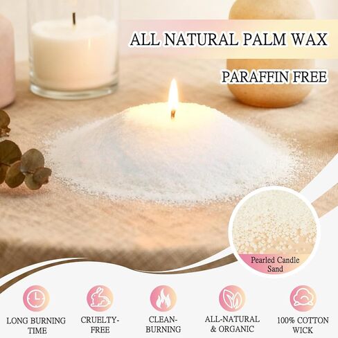 BRELANO Pearled Candle Sand Christmas Gift Set – DIY Crystal Candle Making Kit with 18oz Sand Wax, 30 Cotton Wicks, 3 Natural Crystals & Refillable Glass Jar for Relaxation, Meditation & Self-Care in Saudi Arabia