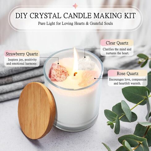 BRELANO Pearled Candle Sand Christmas Gift Set – DIY Crystal Candle Making Kit with 18oz Sand Wax, 30 Cotton Wicks, 3 Natural Crystals & Refillable Glass Jar for Relaxation, Meditation & Self-Care in Saudi Arabia